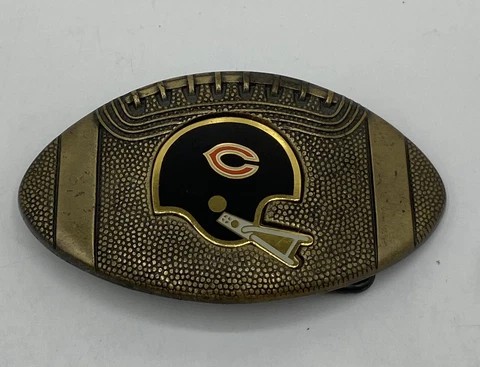 Vintage Chicago Bears NFL Brass Belt Buckle Lee NY New York 1979 Cover