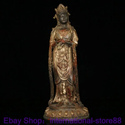 Escultura de la diosa Kwan-yin Guan Yin budismo dorado chino antiguo de 19,8" Foto 1 de 4