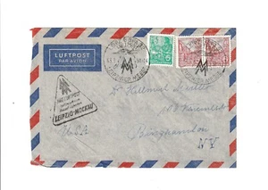 1958 EAST GERMAN AIR MAIL COVER LEIPZIGER -MOCKAU TRADE FAIR STAMPED - Picture 1 of 2