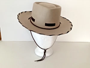 Vintage EDDY BROS Wool Felt Cowboy Hat Child Sz L Tan Brown Detail/Cording - Picture 1 of 6