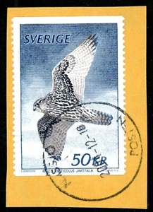 SWEDEN 1351  50kr 1981 Gyrfalcon Bird In Flight ON PIECE WITH DATE CANCEL VF+++ - Picture 1 of 1