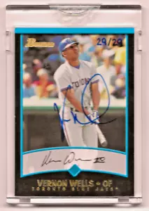 2001 Topps Bowman #247 Vernon Wells Auto 29/29 BLUE JAYS - Picture 1 of 2