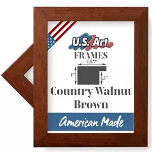 US Art Frames 1.25in Flat Country Walnut Brown MDF Wall Decor Picture Frame - Picture 1 of 10