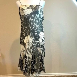 Ralph Lauren Black Label Black & White Silk Rhinestone Strap Dress Wm's Sz 10 - Picture 1 of 6