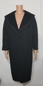Vintage TopCoat Exclusive Long Black Coat Made In England Medium Wool Pockets - Picture 1 of 12
