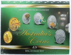 2004 AUSTRALIA - OFFICIAL BU MINT SET (6) - CENTS & DOLLARS- ORIG.RAM BOOKLET - Picture 1 of 10