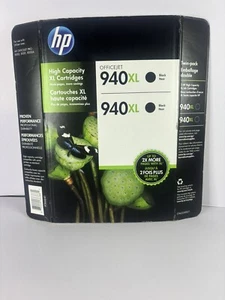 Twin Pack Genuine HP Hewlett Packard Officejet Ink Black 940XL New 6/2018 - Picture 1 of 3