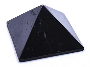 53mm Black Shungite Pyramid Polished Natural Gemstone Crystal Mineral Russia 1PC - Picture 1 of 5