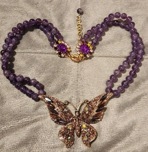 Collana dichiarazione farfalla Eye Candy LA Luxe collezione cristalli agata e vetro - Foto 1 di 6