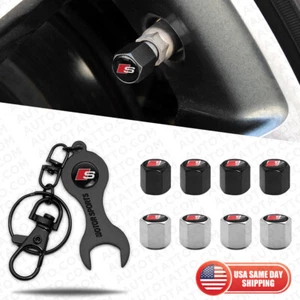 4pcs Hex S Sport Car Tire Wheel Air Stem Dust Valve Caps Cover + Wrench Keychain - Picture 1 of 7