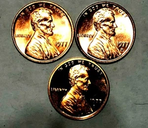 1977 P D S Lincoln Cent  Set 2 Uncirculated Coin's + 1 Proof Coin - Picture 1 of 1