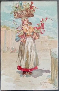 1900 - Napoli - venditrice di fiori - Picture 1 of 1