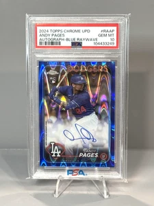 2024 Topps Chrome Update Andy Pages RC AUTO #/150 Raywave SP COLOR MATCH PSA 10 - Picture 1 of 2