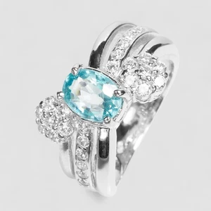 RARE Mint Blue Zircon 1.40Ct 925 Sterling Silver White Gold Plated Rings Size 6 - Picture 1 of 8