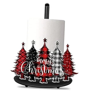 Christmas Paper Towel Holder Paper Towel Stand Metal Accessories Christmas Tree - Picture 1 of 8