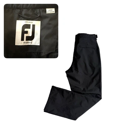 Foot Joy Dryjoys Golf Traje de Lluvia Pantalones Mujer L 12 14 Negro Impermeable Cremallera Lateral Foto 1 de 4