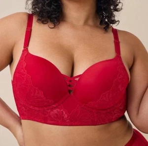 Sujetador push up Torrid Curve XO bufón rojo talla 38DD con aros encaje ¡NUEVO CON ETIQUETAS! - Imagen 1 de 8