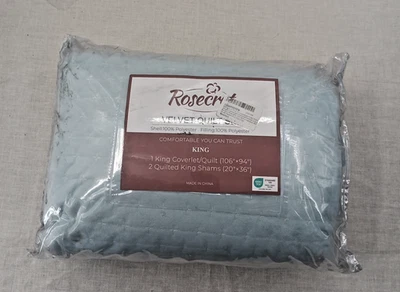 Rosecret Velvet Quilt Set King Size 3 Pieces New - Image 1 of 3