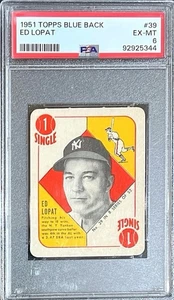 1951 Topps Blue Back - #39 Ed Lopat - PSA 6 - Bild 1 von 2