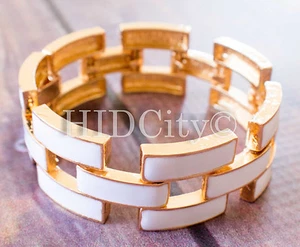 5 Farben Emaille Quadrat Pavé Grob Glieder Crew Armband Mint Gold US-Verkäufer NEU  - Bild 1 von 20