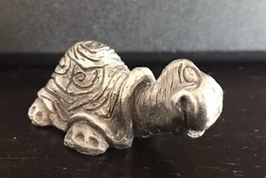 Pewter Cute Funny Turtle Tortoise Shell Silver Metal Statue Figurine o - Picture 1 of 3