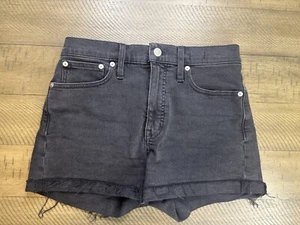 Madewell Women's High-Rise Denim Cut Off Cuffed Shorts Size 26 Black - Picture 1 of 9