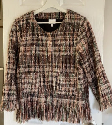 Chaqueta Anthropologie “ett: twa” Detalle Flecos Tweed Marrón Talla L Foto 1 de 4