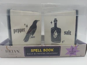 Ceramic Magic Spell Books Salt and Pepper Shakers Potion Bottle Raven 3" NIB - Picture 1 of 7