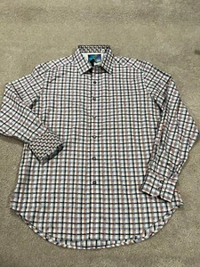 Robert Graham Shirt Mens Medium Classic Fit Skulls Flip Cuff Plaid Button Up - Picture 1 of 12