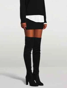 Stuart Weitzman Highland Over the Knee Black Suede Boots Womens 7.5 OTK - Picture 1 of 15