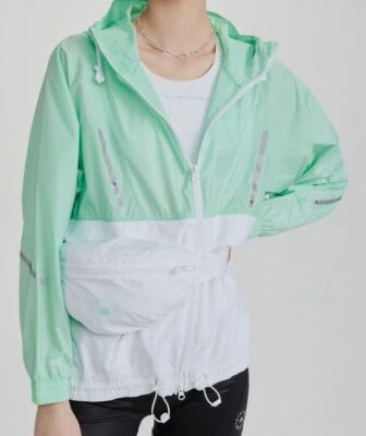 $230 Adidas By Stella McCartney Mujer Verde Bloque de Color Cortavientos Talla XS Foto 1 de 4