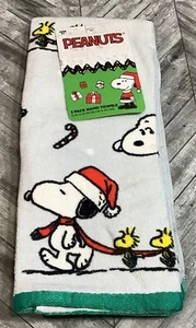 Set 2 asciugamani da cucina a mano natalizi Snoopy Woodstock 15" x 25" tovaglie - Foto 1 di 5