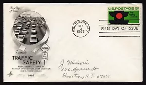 USA, SCOTT # 1272, ARTCRAFT FDC COVER OF 1965 TRAFFIC SAFETY, REDUCE ACCIDENTS - Picture 1 of 2
