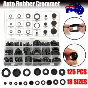 125PCS Rubber Grommet Assortment Set Fastener Kit Blanking 18 Popular Sizes AU - Picture 1 of 12