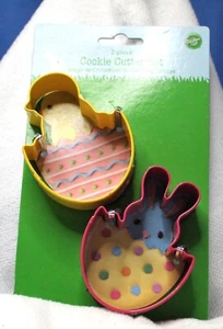 Wilton Easter Cookie Cutters Set of Two Chic and Rabbit in Egg Pastel Color 3.5" - Picture 1 of 6