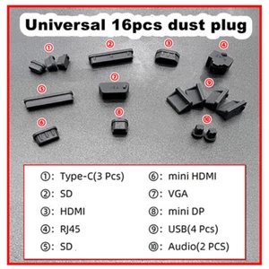 16pcs/set Notebook Colorful Anti Dust Plug Laptop Silicone Cover Stopper Lapt-7H - Imagen 1 de 14