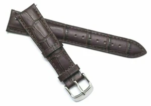 19mm Brown Croco Embossed Leather Replacement Watch Band - Enicar 19 & Others - Picture 1 of 3