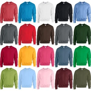 Unisex Adult Gildan Heavy Blend Crew Neck Plain Polyester Cotton Sweatshirt Top - Picture 1 of 32