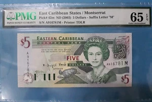 2003 East Caribbean Montserrat $5 PMG65 EPQ <P42m> GEM UNC Prefix A - Picture 1 of 2