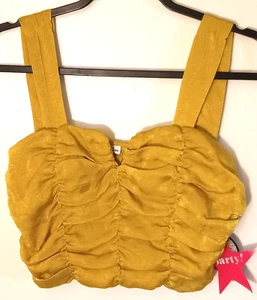 Rabbit Rose Crop Top Tank Yellow Green NWT 90's Sexy Cosplay Women's Size S - Picture 1 of 11