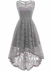 MUADRESS Women's Vintage Lace Sleeveless Cocktail Formal Dress Gray XS,S,M,XL - Picture 1 of 3