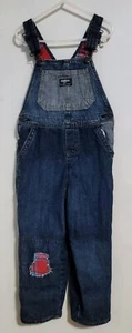 OshKosh Boy's Flannel Lined Blue Denim Overalls Size 5T - Picture 1 of 9