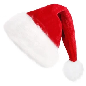 Adult Santa Hat Christmas Hat Xmas Holiday Hat for Adults Unisex Velvet Doubl... - Picture 1 of 6