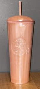 Starbucks Light Pink Pearl Mermaid Logo Beveled DOME LID Cold Cup Tumbler 24 oz - Bild 1 von 3