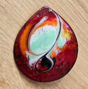MEAB IRELAND, HAND-CRAFTED RED COPPER ENAMELLED BROOCH/PIN Collectable Unique - Picture 1 of 7