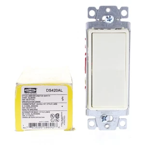 Interruptor de luz basculante decorador de almendras de 4 vías Hubbell grado de especificación 20A DS420AL - Imagen 1 de 6