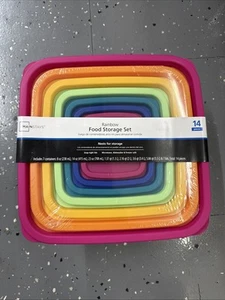 Mainstays Plastic Rainbow Food Storage Set, Multi Color, 14pcs - Picture 1 of 3