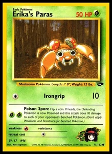 2000 Pokémon Gym Heroes Erika’s Paras #71/132 Wizards Set 1st Edition Card  - Picture 1 of 2