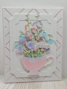 Handmade Greeting Card Keepsake Quality ocbrandy just because floral mug - Picture 1 of 2