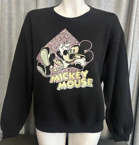 Disney Garage Mickey Mouse Graphic Crew Neck Sweatshirt Black Size Small - Picture 1 of 13